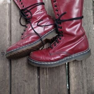 Dr. Martens Red Leather Boots